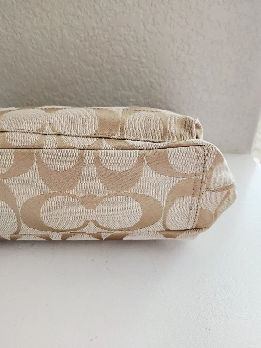 Coach Kyra Signature Khaki Shoulder Bag Purse